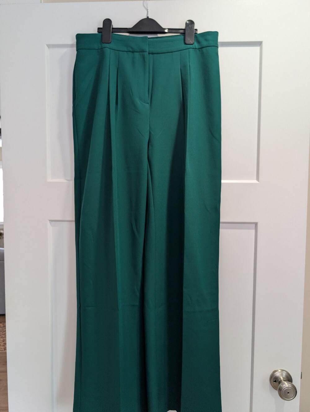 High-Rise Wide-Leg Trousers in Emerald Green